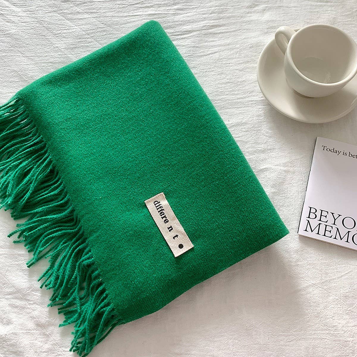 Colorblock Tassel Scarf - Thick Wrap for Students