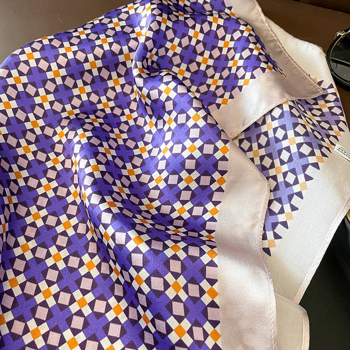 Purple Floral Silk Scarf - Elegant Square Scarf_CWASC0626