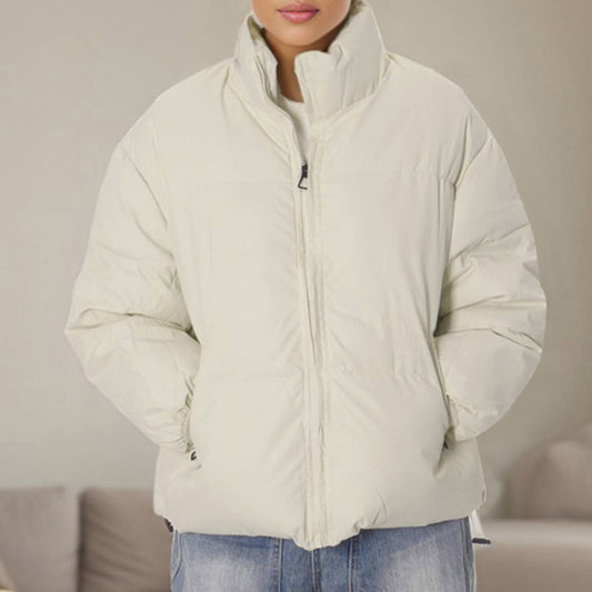 SOLID COLOR STAND-UP COLLAR LONG SLEEVES JACKET