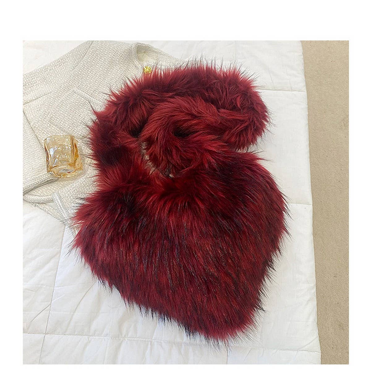 Fluffy Heart Shoulder Bag Women Plush Fur_CUAB00609