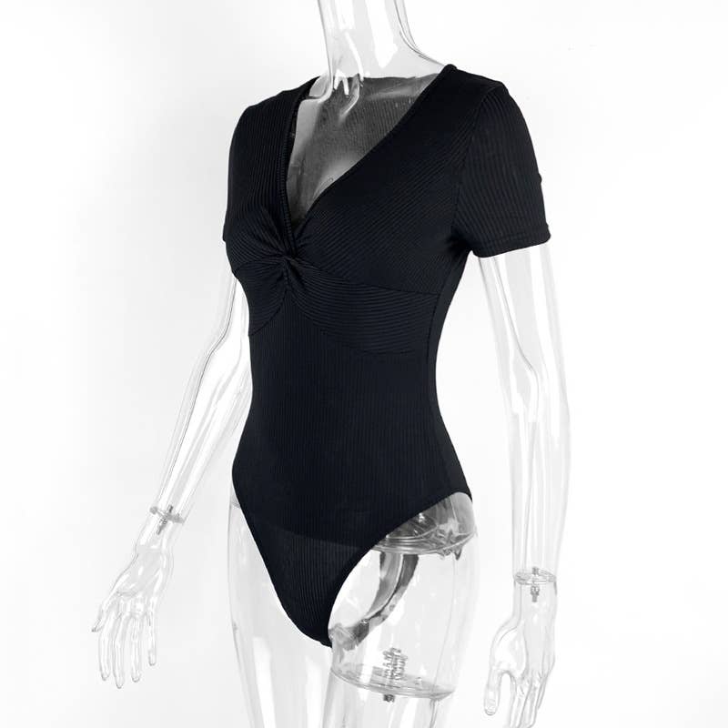 SLIM-FIT KINK SHORT SLEEVE PIT STRIP JUMPSUIT