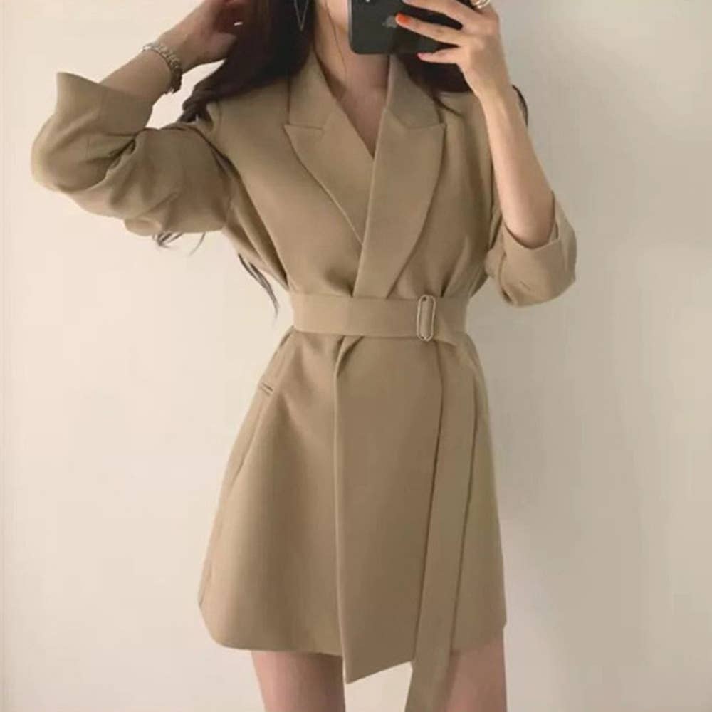 Vintage belted casual blazer