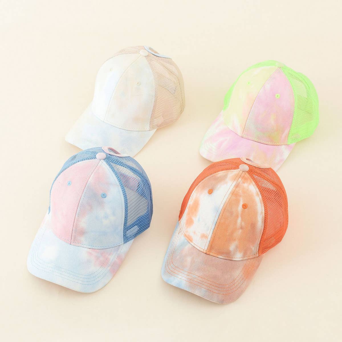 WOMEN TIE-DYE GRADIENT MESH BASEBALL CAP_CWAH1432