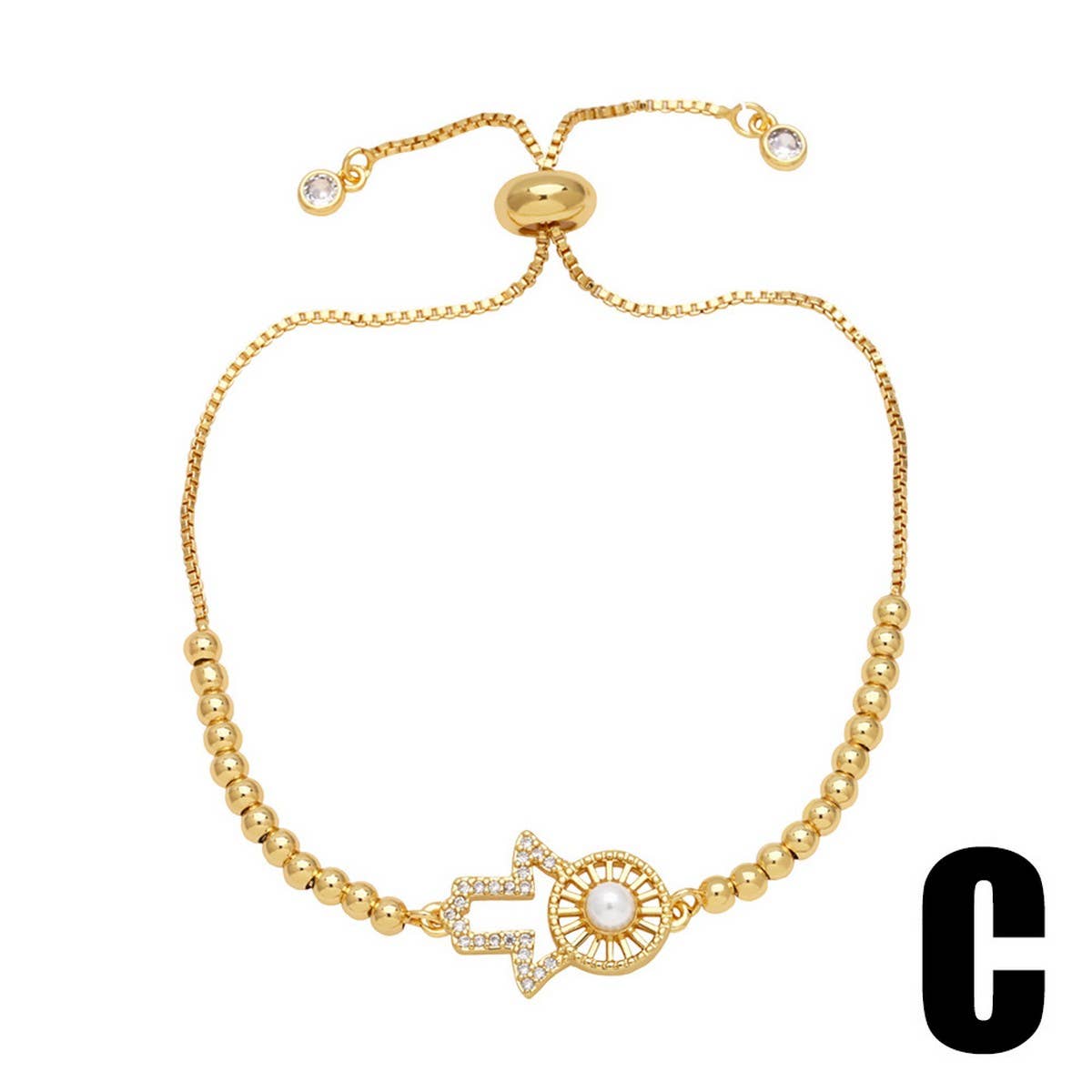 DEVIL'S EYE SET DIAMOND PEARL BRACELET