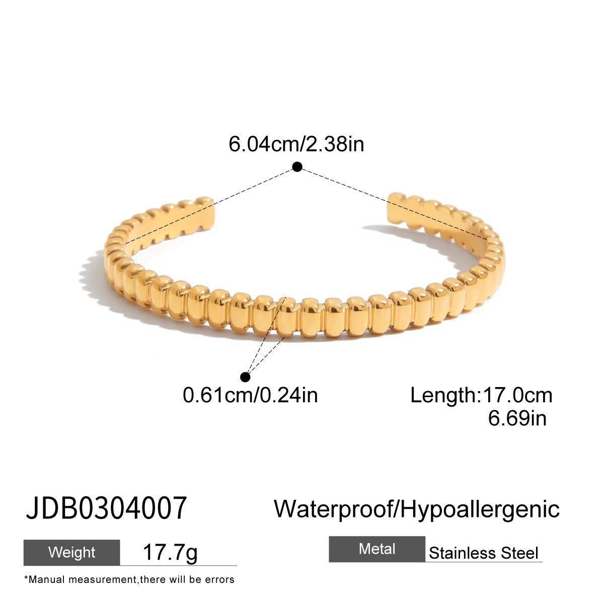 18K Gold Open Bangle, Titanium Steel, No Fade_CWAJE4696
