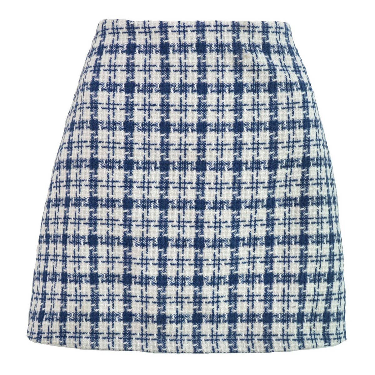 RETRO CHECKERED A-LINE SHORT WOOLEN SKIRT_CWBSS0393