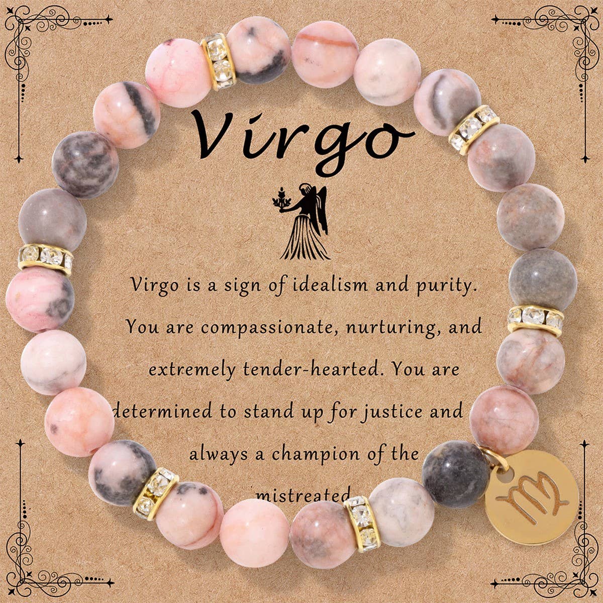 NEW ZODIAC BEADED ELASTIC ROPE BRACELET_CWAJE2096