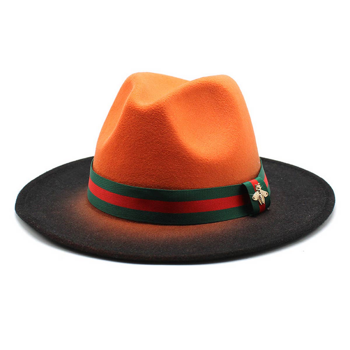 COLOUR MATCHING GRADIENT STRIPED RIBBON JAZZ HAT_CWAH0809