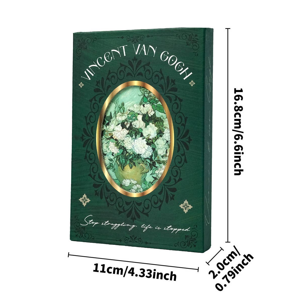 GREEN RETRO ROSE THICK NOTEBOOK