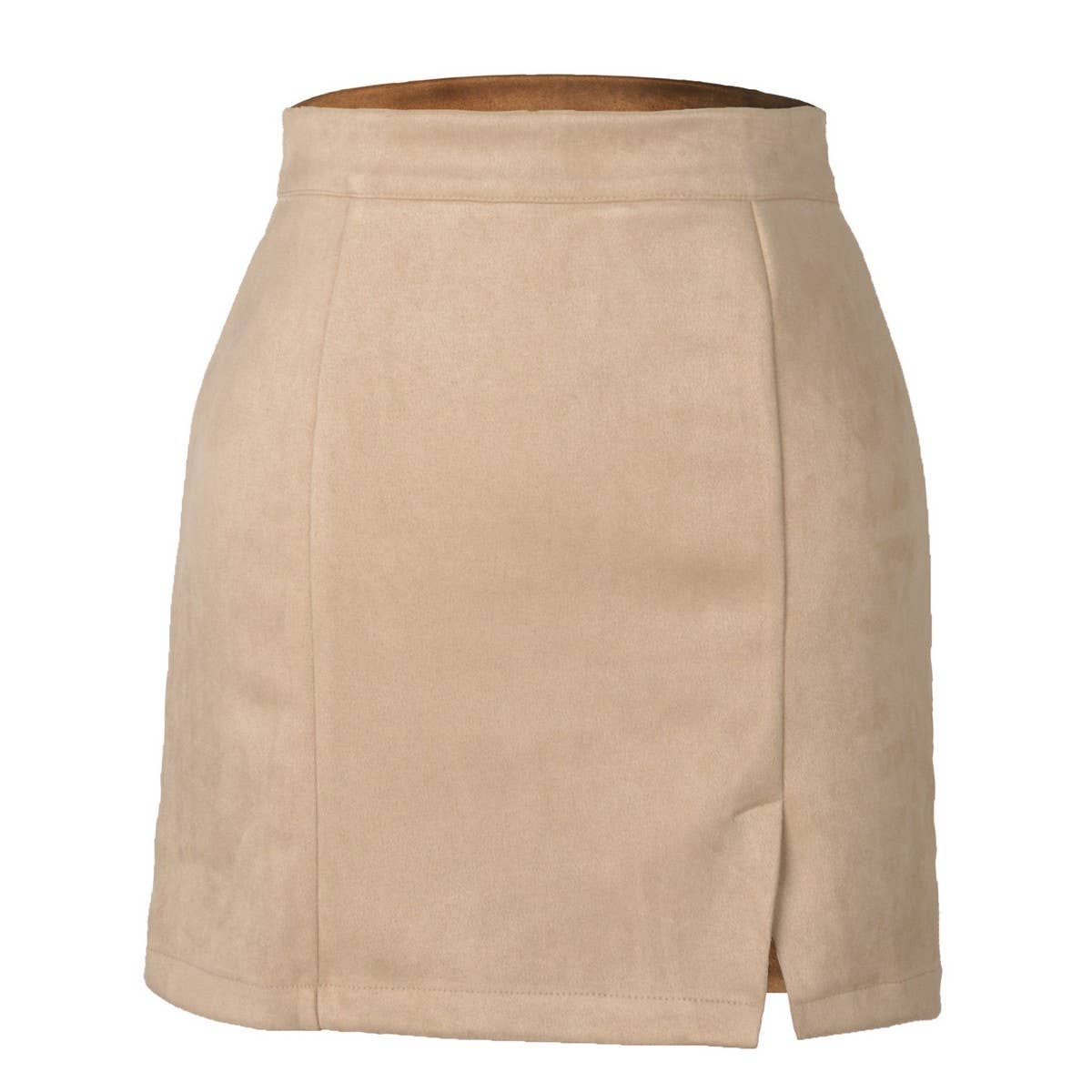 SUEDE HIP-HUGGING MINISKIRT HIGH WAIST ZIPPER SKIRT_CWAB4796