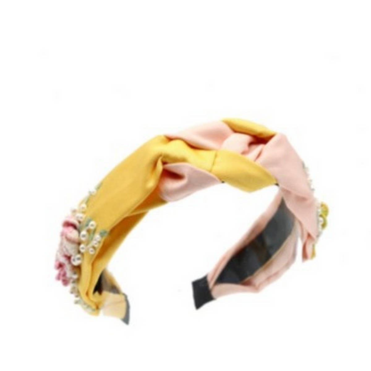 Handcrafted Embroidered Two-Tone Rose Headband