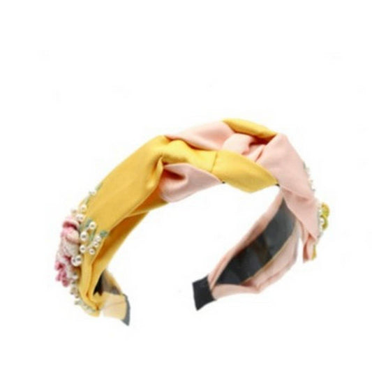 Handcrafted Embroidered Two-Tone Rose Headband