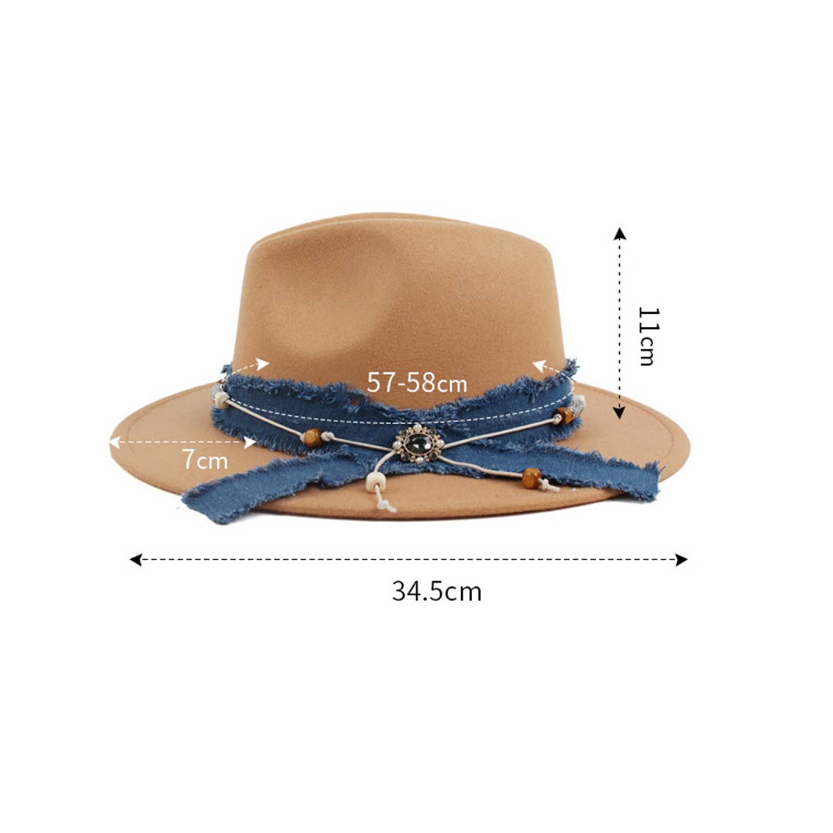 WOMEN'S DENIM BLUE FABRIC BAND PANAMA HAT_CWAH1878