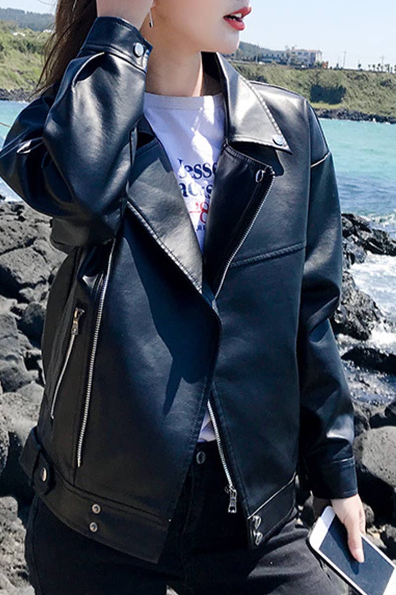 CWOBL00212_LOOSE MOTORCYCLE FASHION VERSATILE LEATHER JACKET