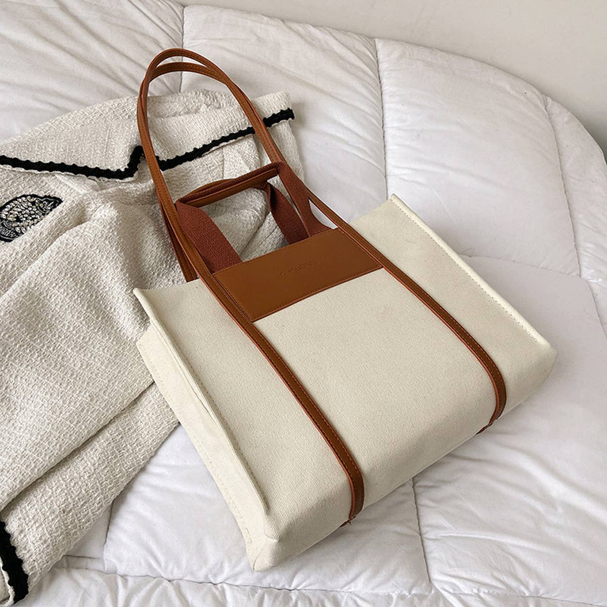 WOMEN FASHION SIMPLE CANVAS TOTE BAG_CWAB1595