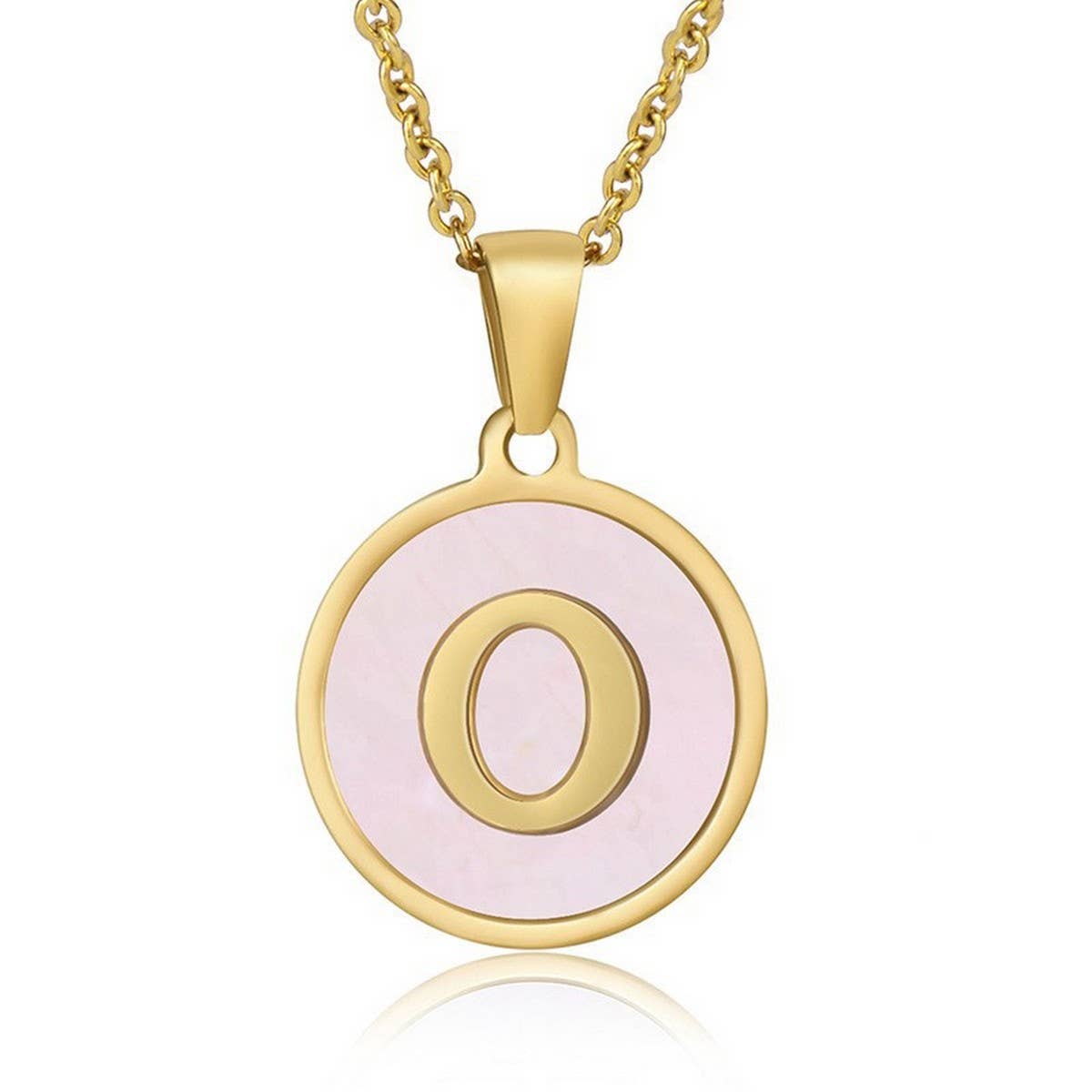 ROUND 18K GOLD STAINLESS STEEL 26LETTERS NECKLACE
