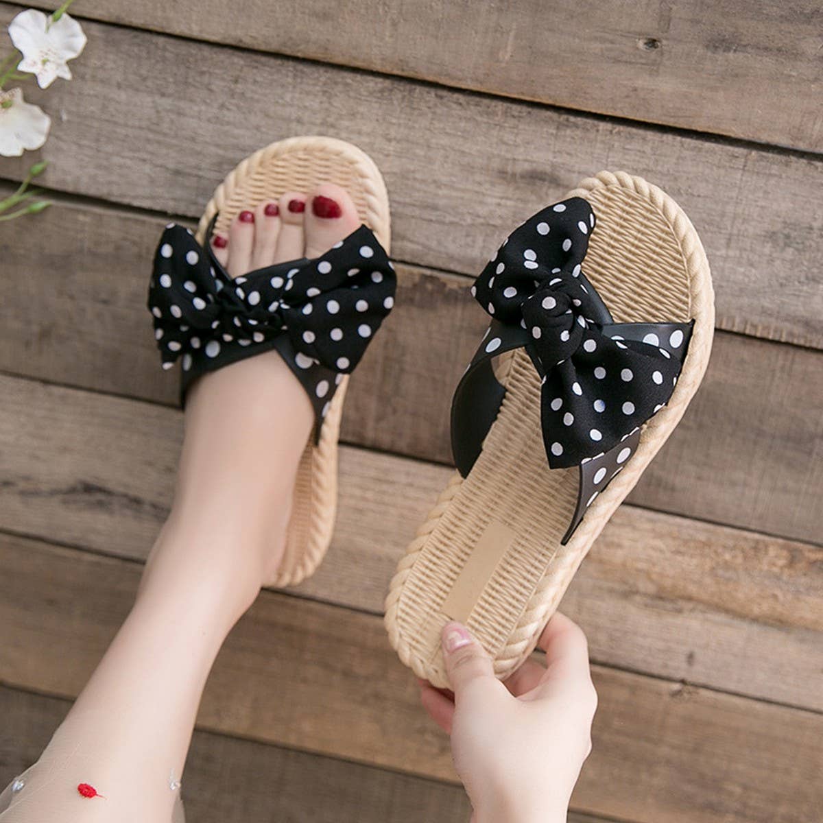 BOW DECORATED NON-SLIP SLIPPERS FOR WOMENS_CWSHS0675
