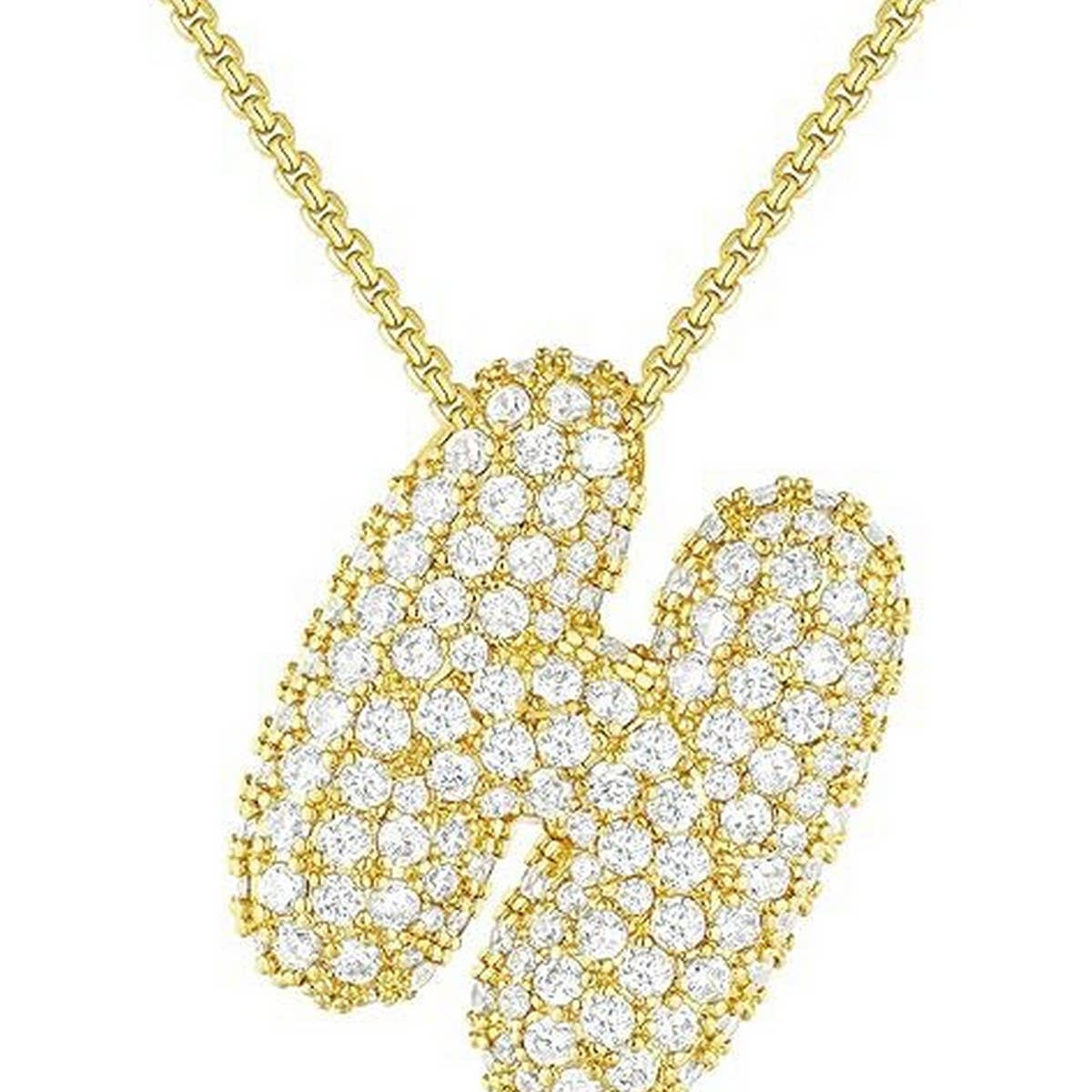 26 Letters Necklace - Copper Zirconia Pendant_CWMM5864