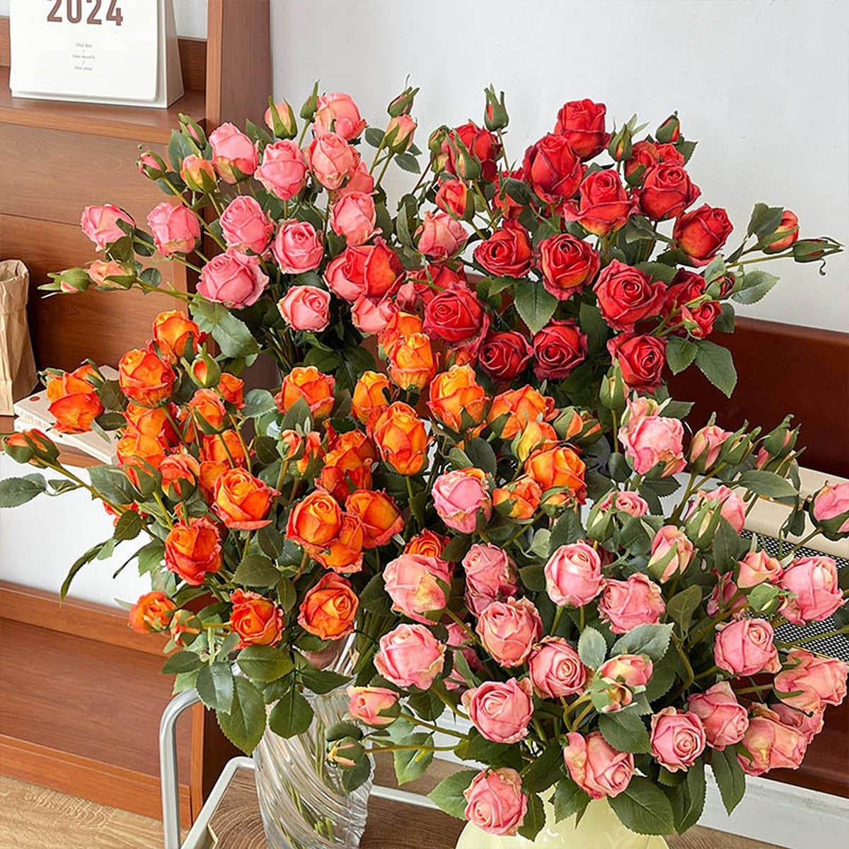 Vintage 5-Head Angora Rose with Burnt Edges