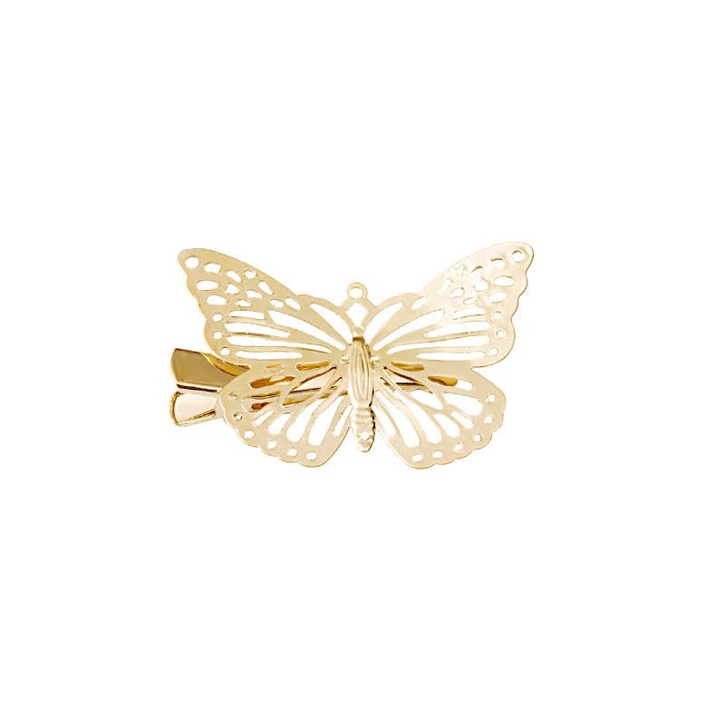 Metal solid-colored butterfly hair clips