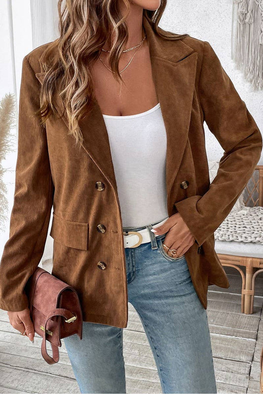 CWOCO1155_AUTUMN AND WINTER SOLID COLOR CORDUROY SUIT JACKET