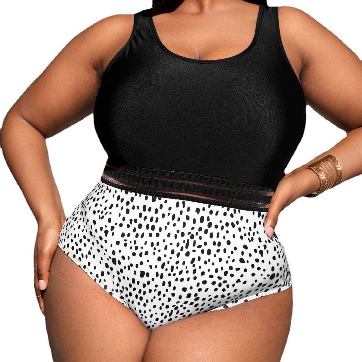 SIMPLE PRINTED ONE-PIECE BIKINI SWIMSUIT_CWMW0230