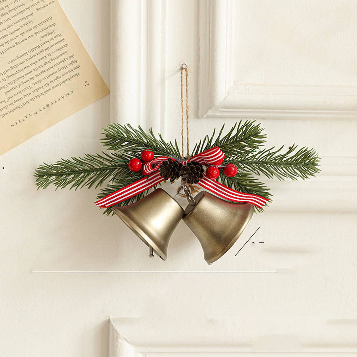 CWMM10367_CHRISTMAS BELL BOW ORNAMENTS TREE DOOR DECORATIONS