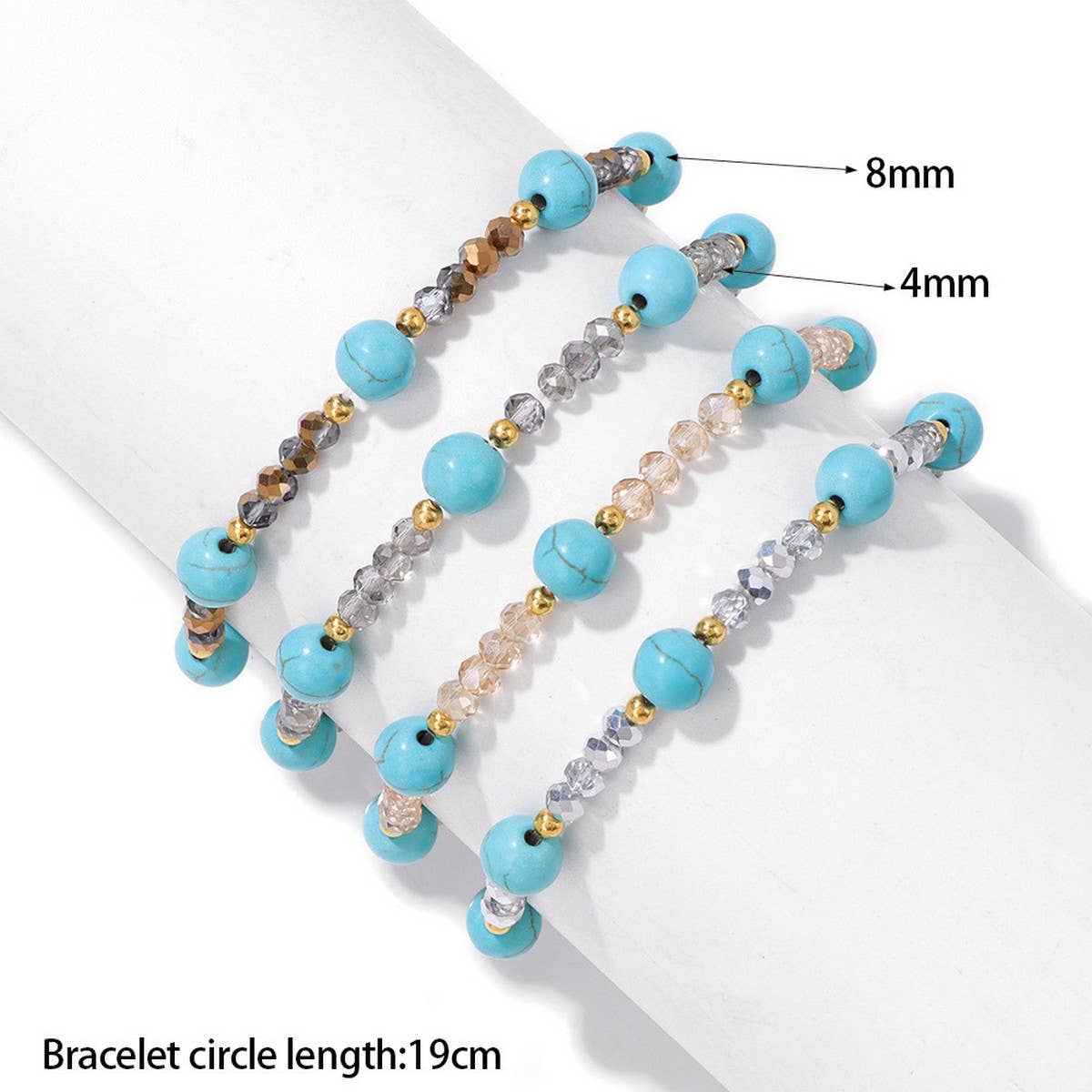 CWAJE4237_FASHION TURQUOISE GLASS BEAD STRETCH BRACELET