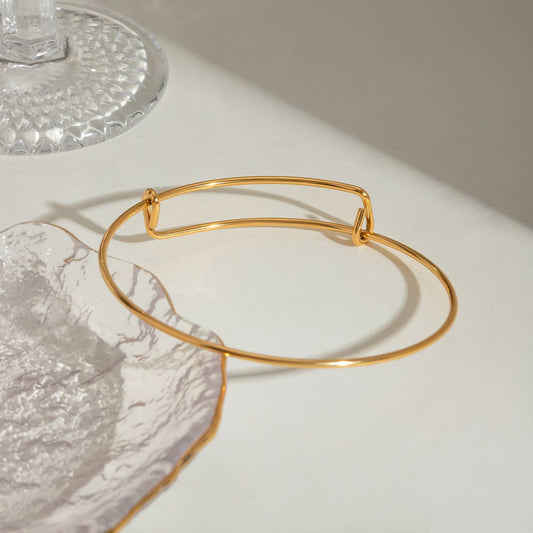 Classic Adjustable 18K Gold Plated Steel Bangle