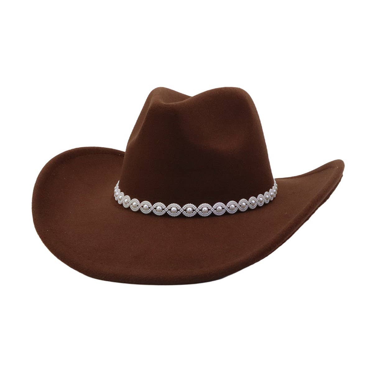 Western Ethnic Wool Felt Cowboy Fedora Hat_CWAH04438