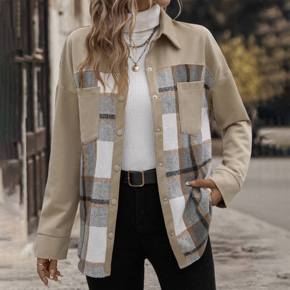 LAPEL PLAID SINGLE BREASTED ALL-IN-ONE JACKET