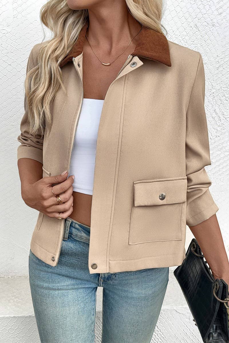 CWOCO00173_SOLID COLORBLOCK ZIP-UP COLLARED JACKET