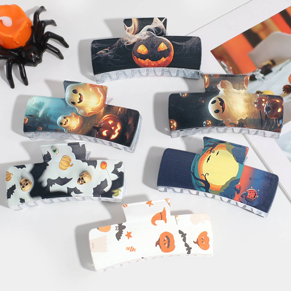 Halloween Ghost, Pumpkin & Bat Hair Claw