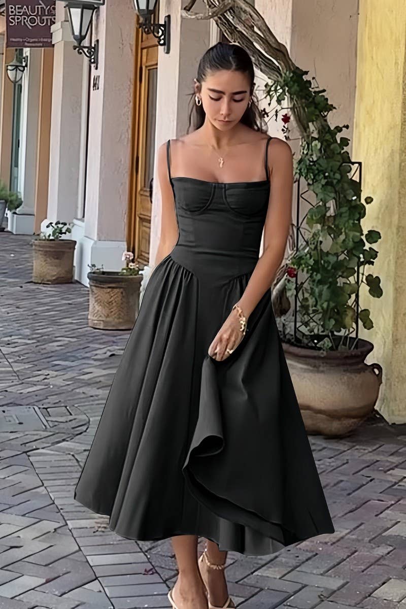 CWDMD5632_SLIM FIT OFF-SHOULDER BACKLESS MIDI DRESS