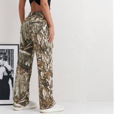 High-waisted straight-leg wide-leg pants
