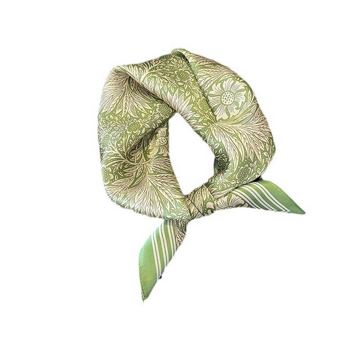 Green Floral Square Neck Scarf for Women