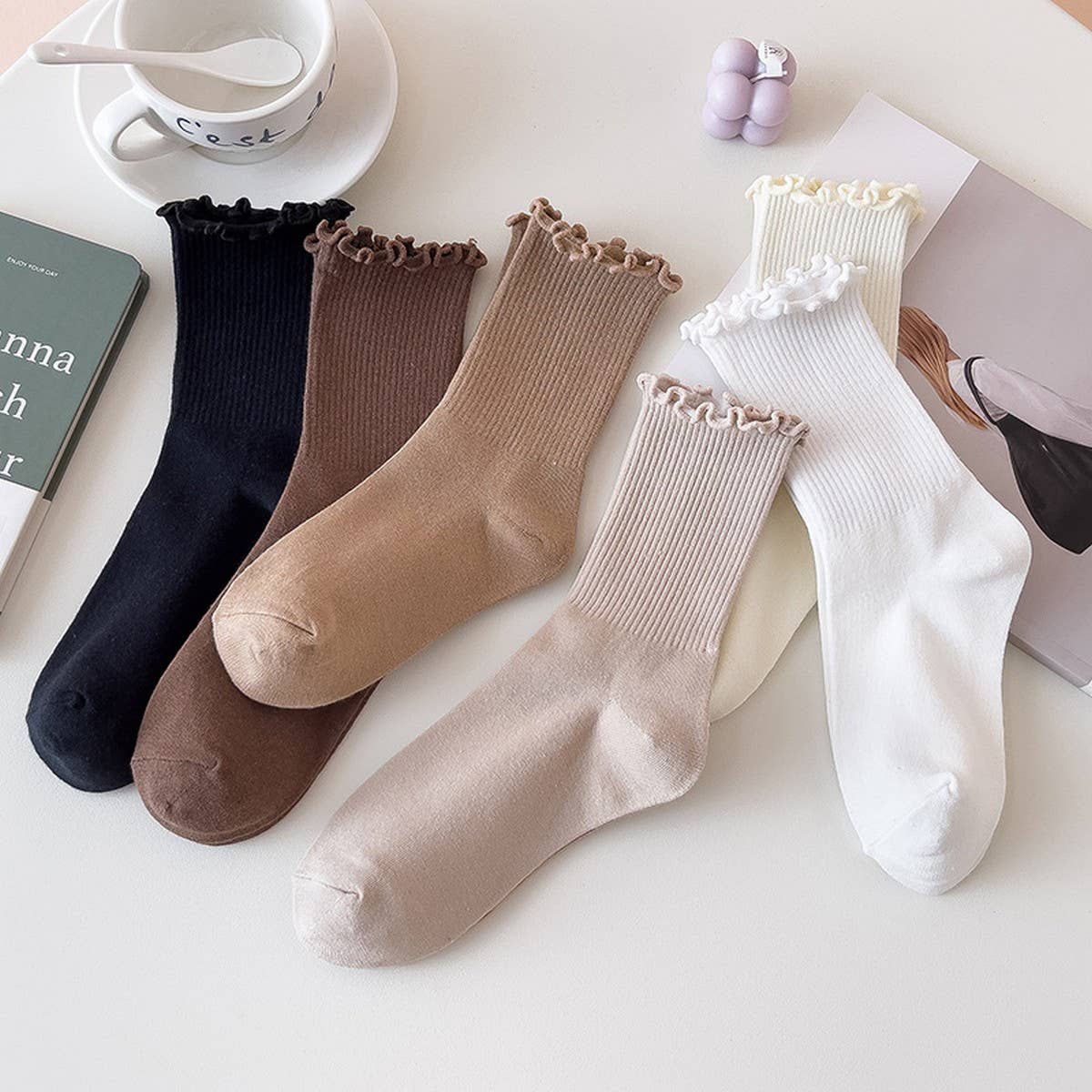 WARM BROWN FUNGUS MID-CALF WOMEN'S SOCKS