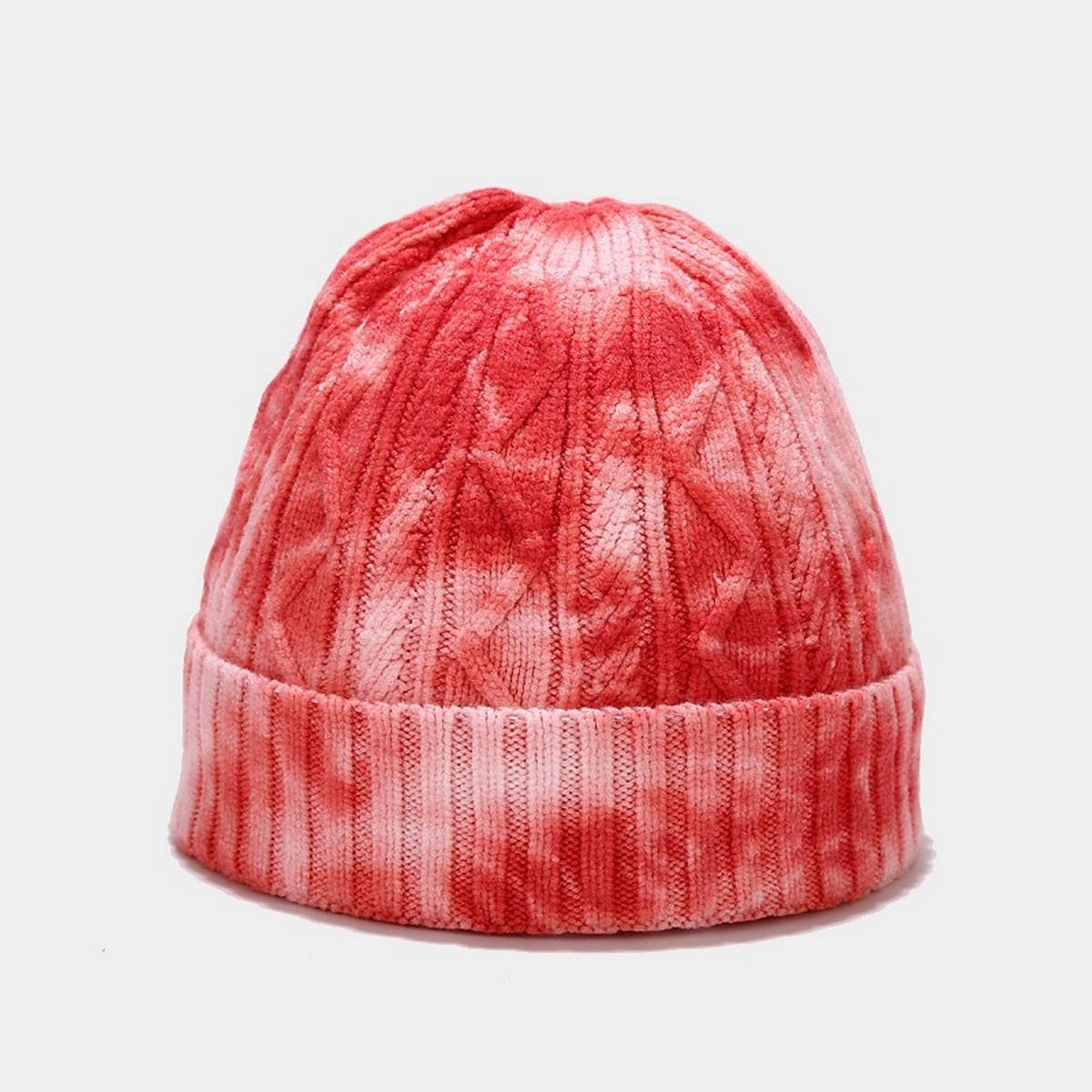 TIE-DYED KNITTED HAT MELON-SHAPED WARM BEANIE HAT_CWAH2077