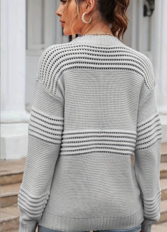 LONG SLEEVE PIT STRIP SOLID COLOR KNIT BASE