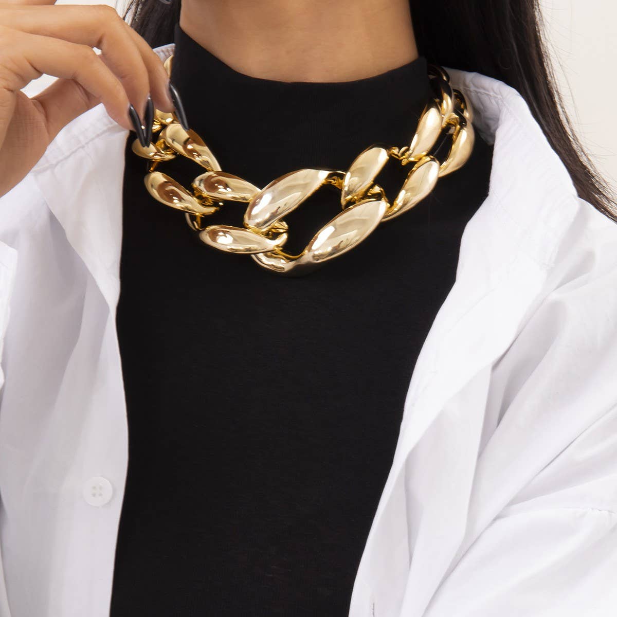 HIP HOP PUNK THICK CHAIN HOLLOW NECKLACE