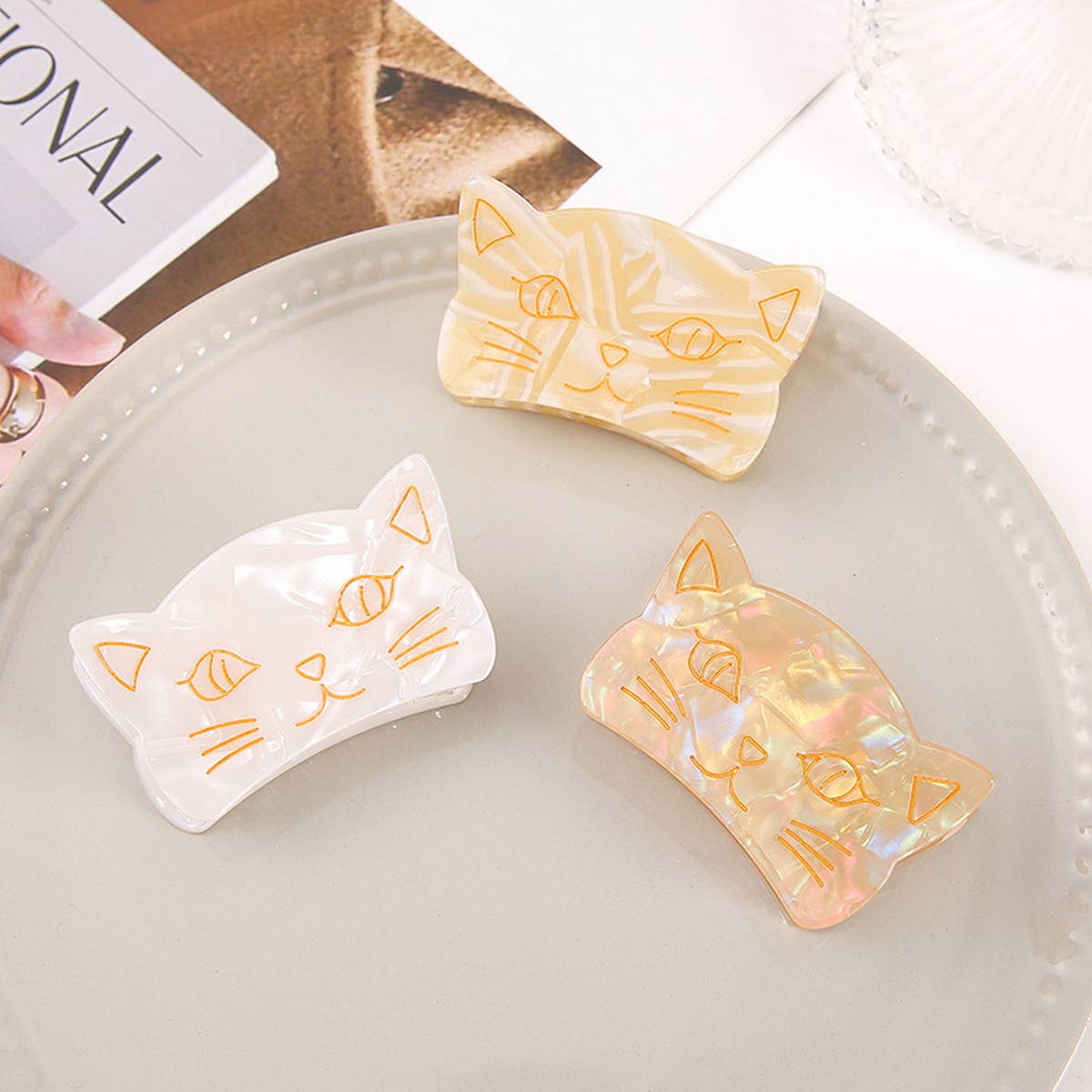 Acrylic Medium Cat Hair Claw Clip for Bangs_CWAHA0992
