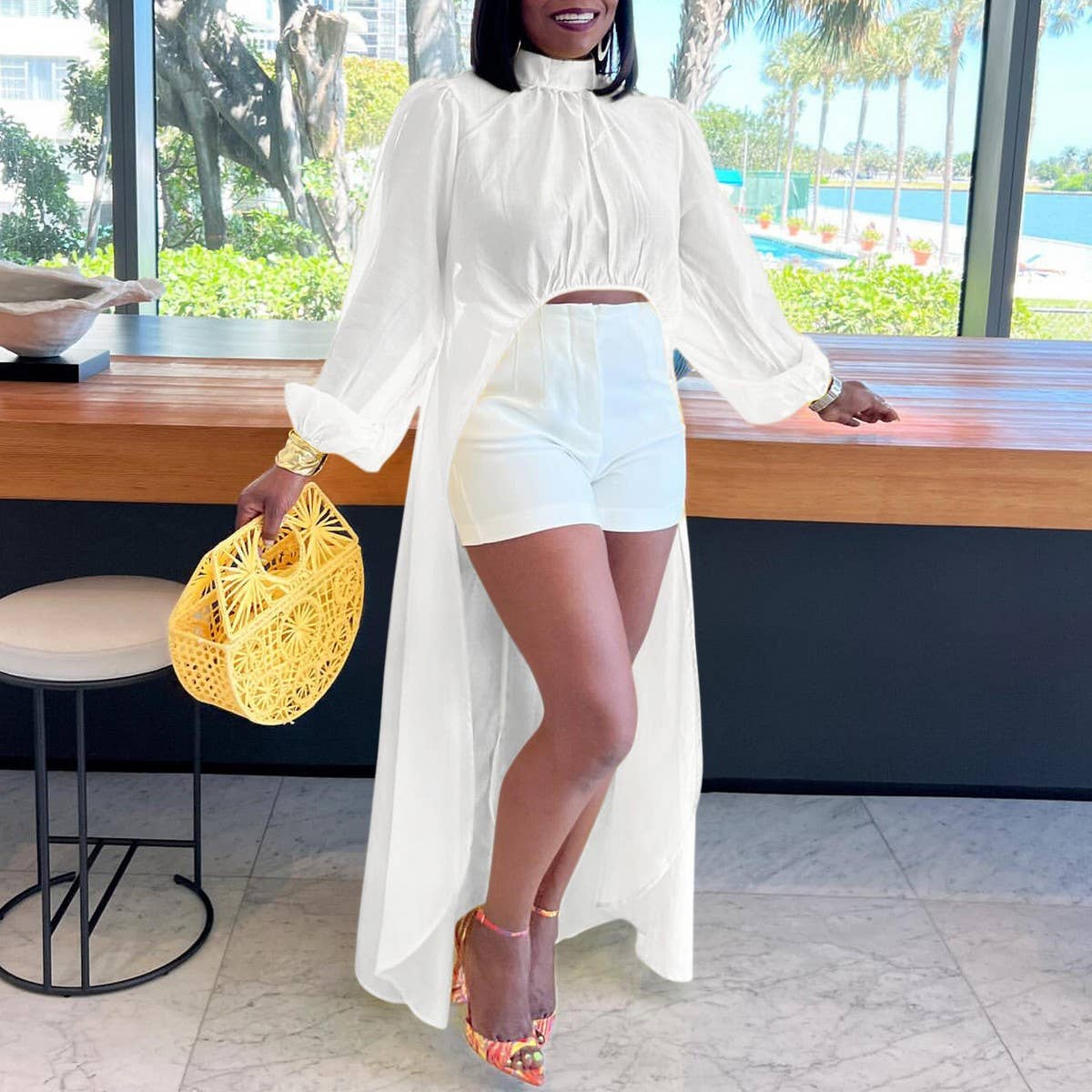 FASHION LOOSE PLUS SIZE SOLID COLOR SEXY DRESS_CWDMD3684