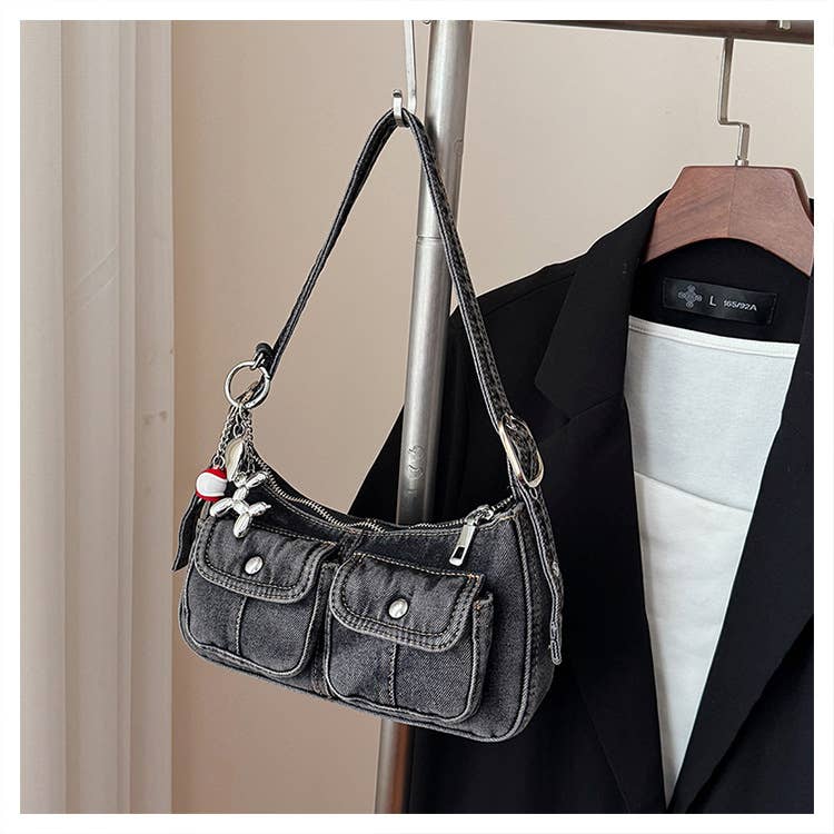 Fashionable denim single-shoulder crossbody bag