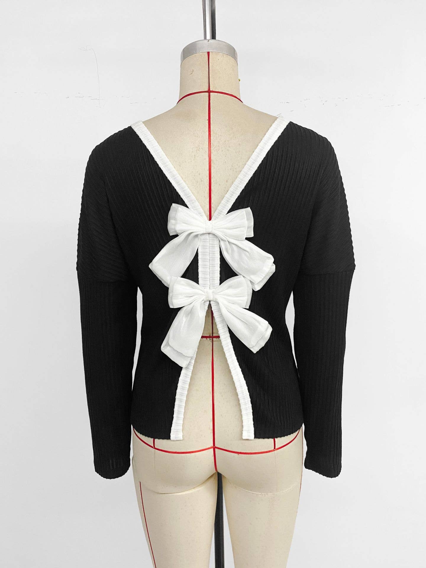 Sexy backless bow design T-shirt