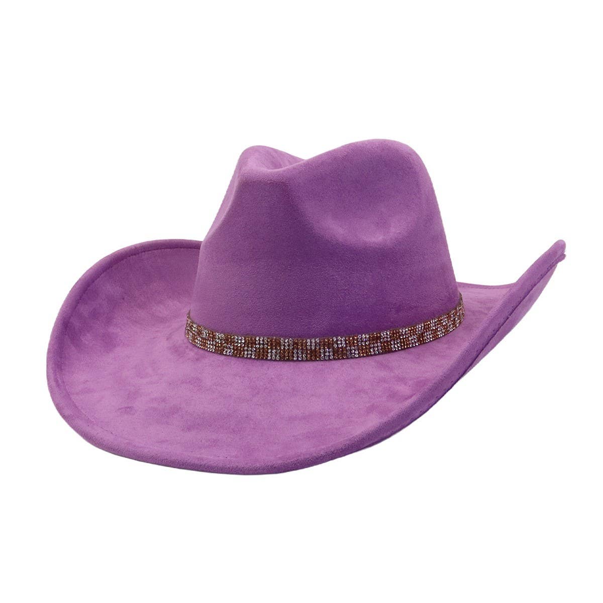 Western Ethnic Soft Suede Cowboy Fedora Hat_CWAH04400