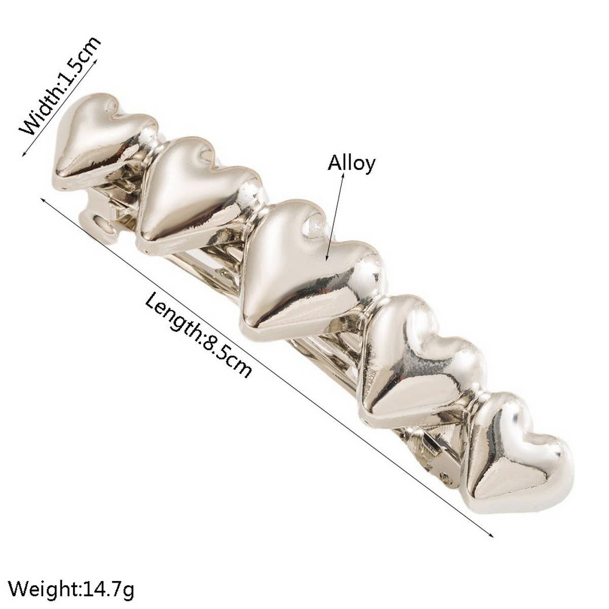 Geometric Heart Metal Spring Hair Clip for Women