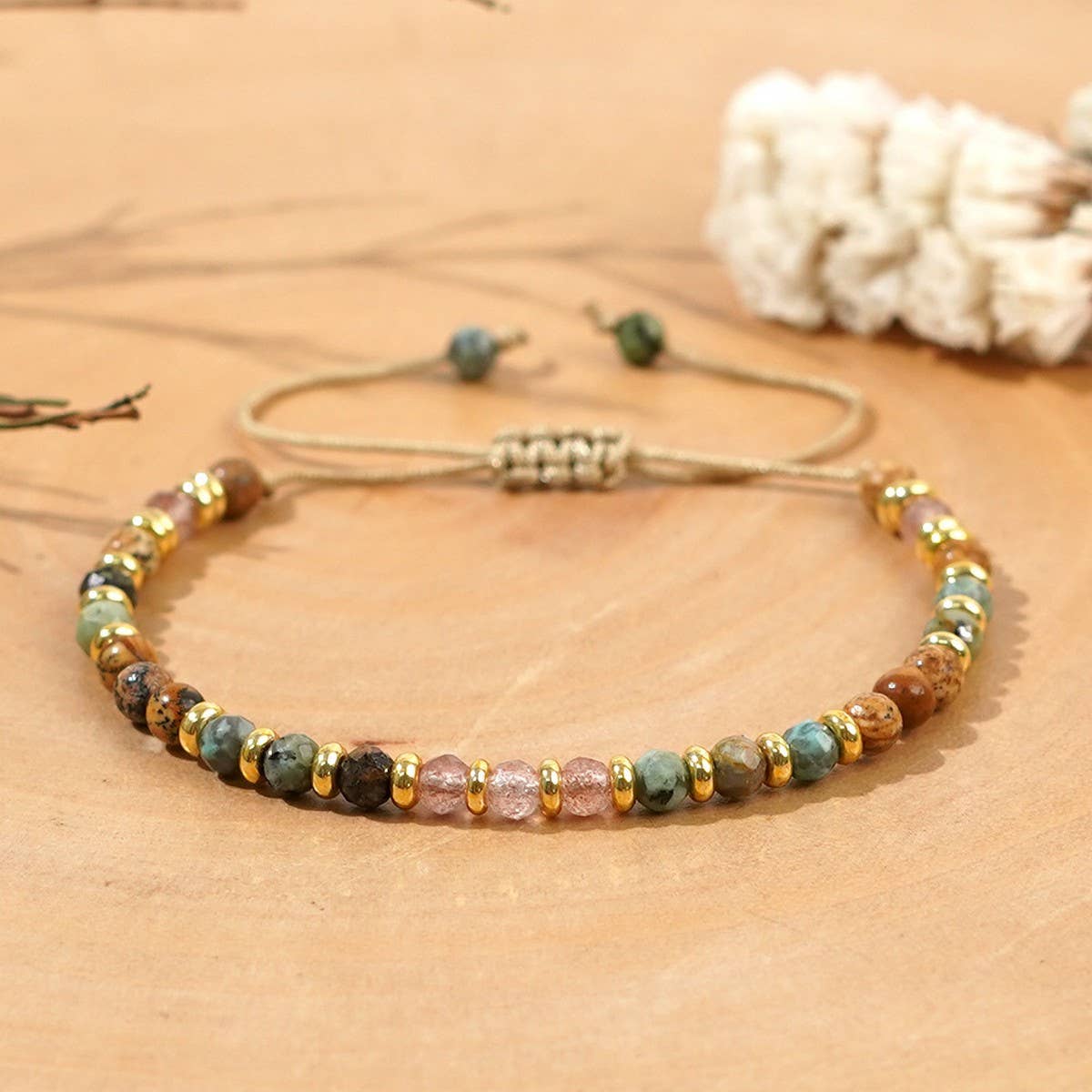 COLORFUL SEMI-PRECIOUS STONEHANDMADE BEADEDBRACELET_CWAB4639