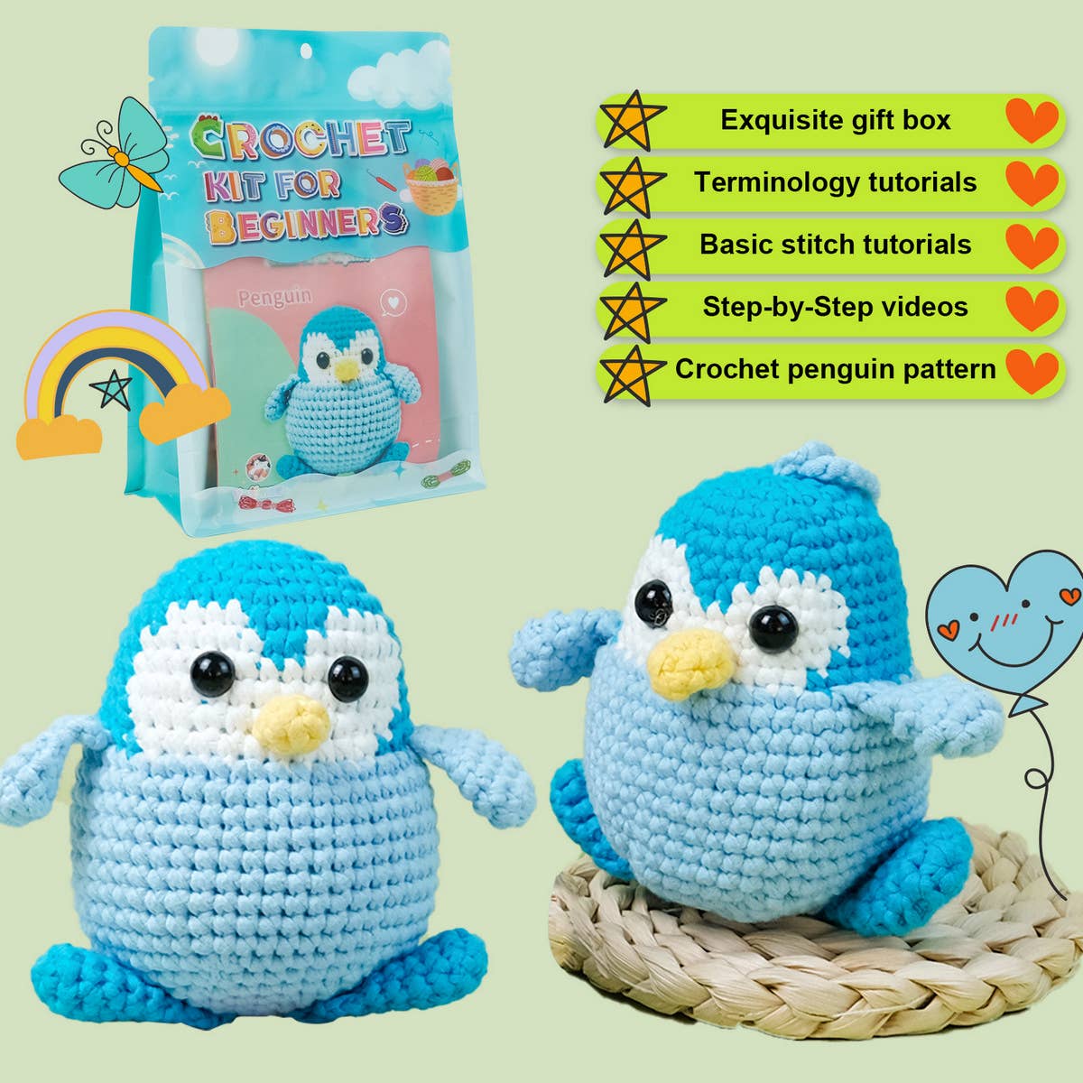 PENGUIN CROCHET DOLL DIY MATERIAL KIT_CWMM1867