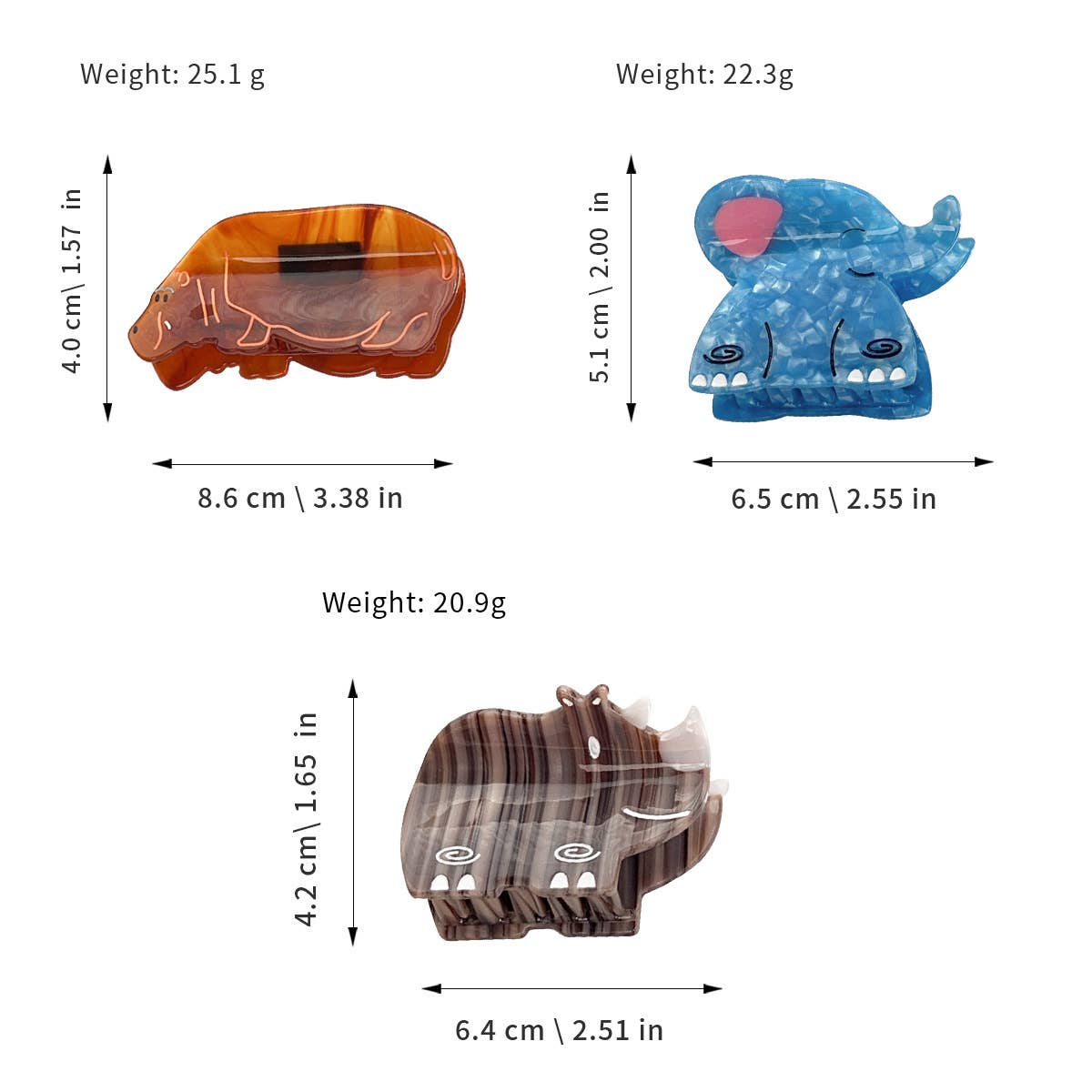 Funny cartoon abstract animal hairpin grabs