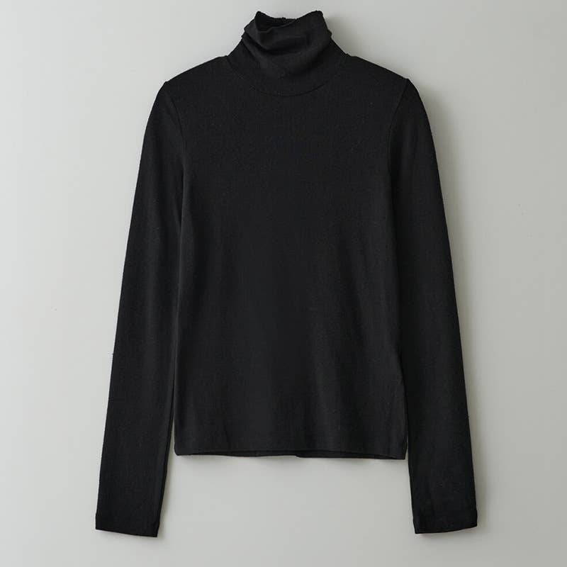 SLIM-FIT HIGH ELASTIC LONG SLEEVE FOLDED T-SHIRT